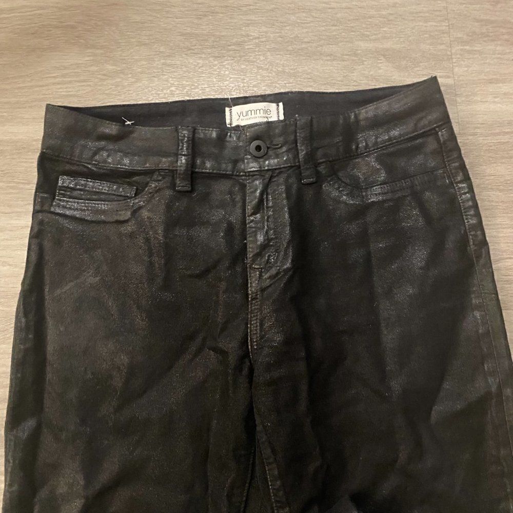 Yummie By Heather Thomson Womens Black Velveteen Mid Rise Skinny Jeans Size 28 - Picture 2 of 10